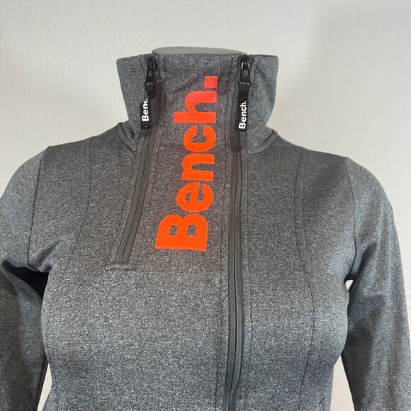 Bench Women's Zip Up Athleisure Jacket Asymmetrical Gray Mock Neck Thumbholes XS - Picture 2 of 7